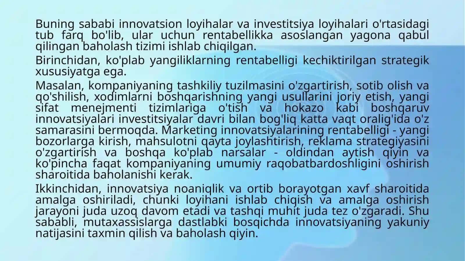 Innovasion loyihalarning iqtisodiy samaradorligini baholash 3
