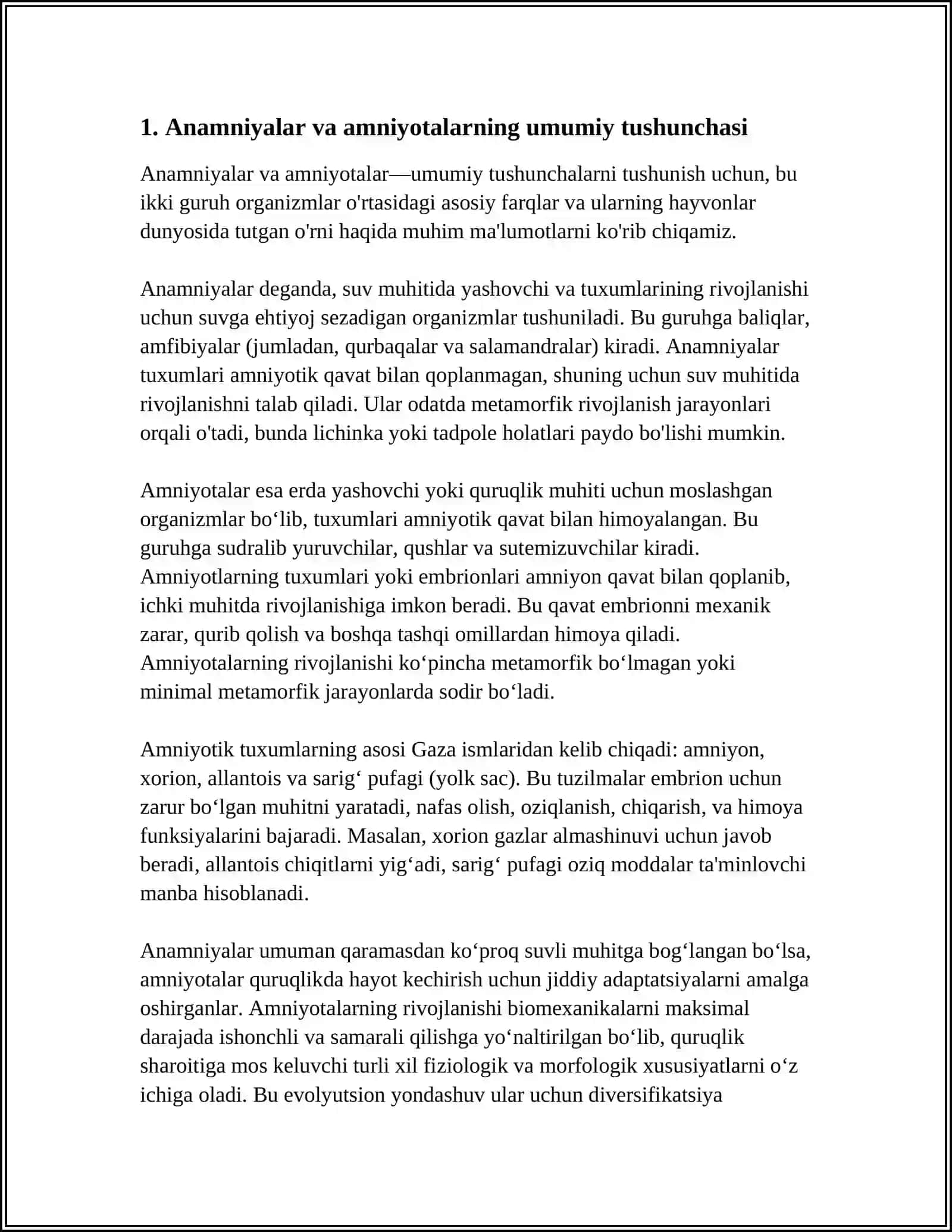 ANAMNIYALAR VA AMNIYOTALARNING MORFOLOGIK VA FIZIOLOGIK BELGILARI. QADIMGI SUDRALIB YURUVCHILAR 3