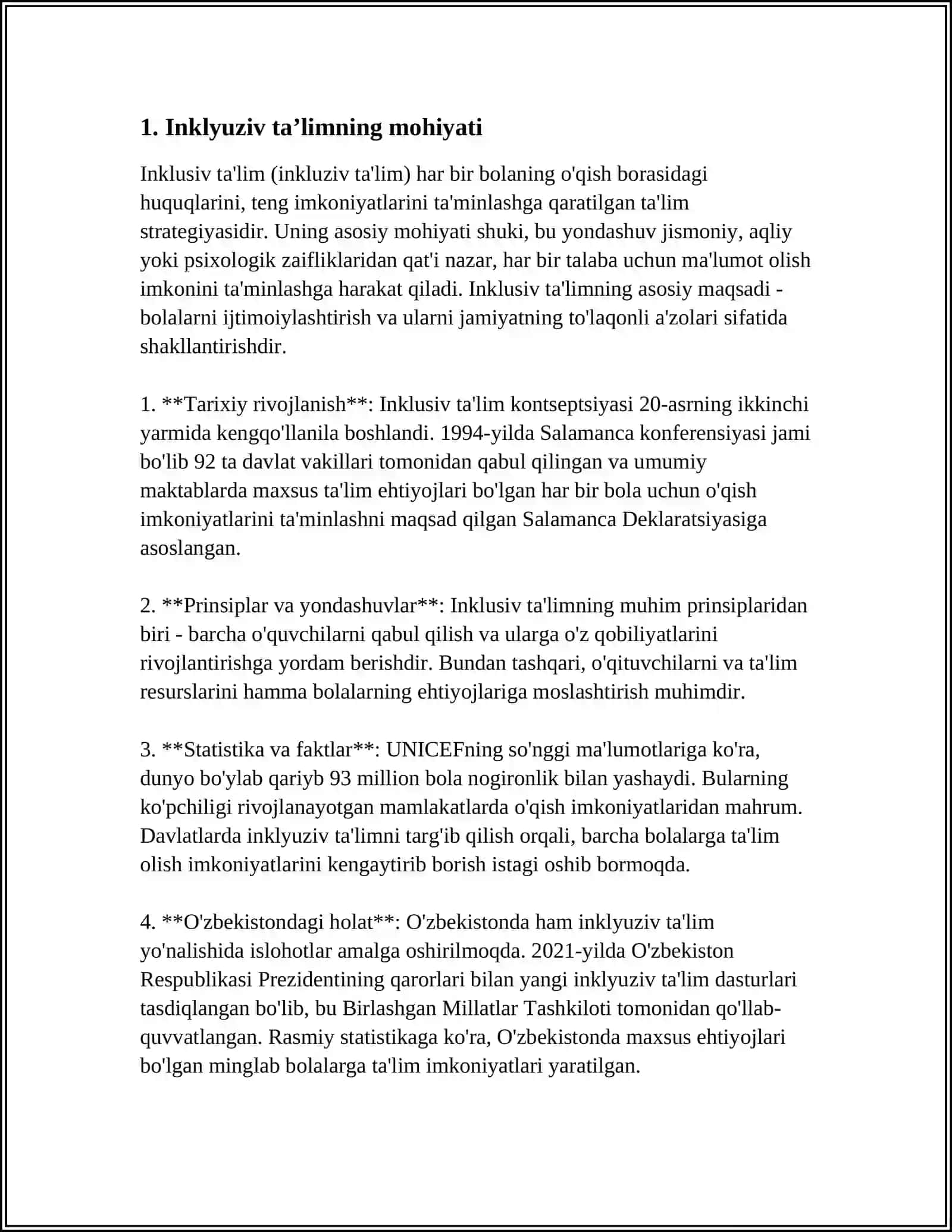 OʻZBEKISTONDA IMKONIYATI CHEKLANGAN BOLALAR UCHUN INKLYUZIV TAʼLIM 3