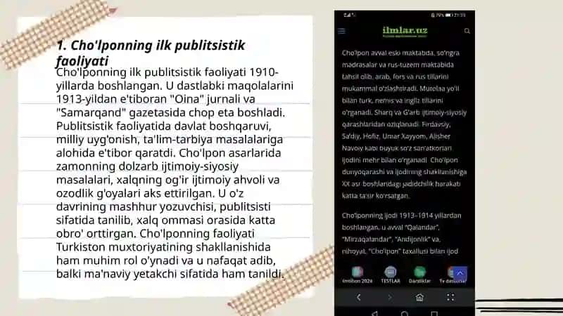 Cho'lponning publitsist sifatida shakllanishi 3