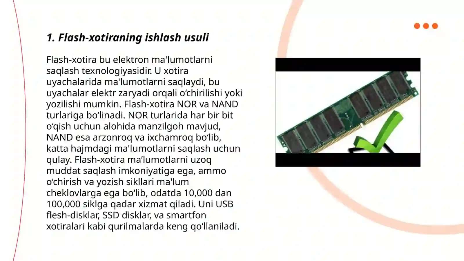 Kompyuter xotiralari: Flesh-xotira, Kesh-xotira va asosiy xotira 3
