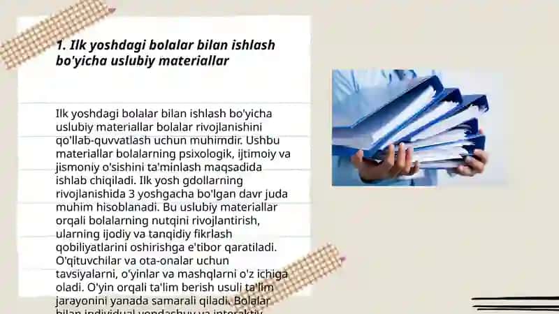 Ilk yoshdagi bolar bilan ishlaydigan tarbiyachining ish hujjatlari haqida umumiy tushuncha 3