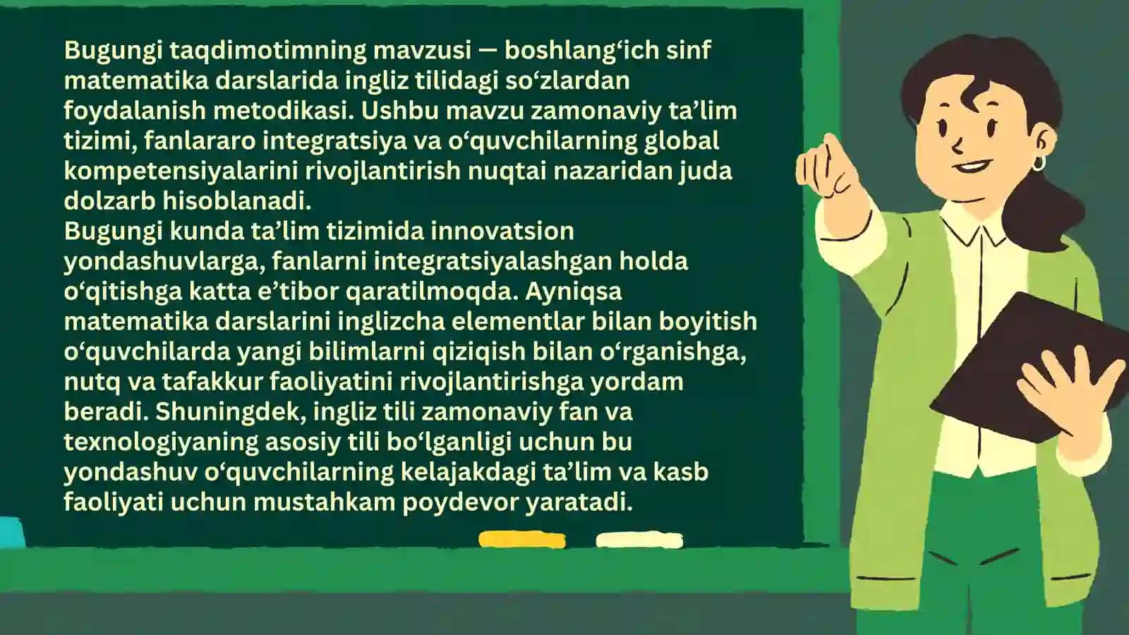 Boshlangʻich sinf matematika darslarida ingliz tilida soʻzlardan foydalanish metodikasi 3