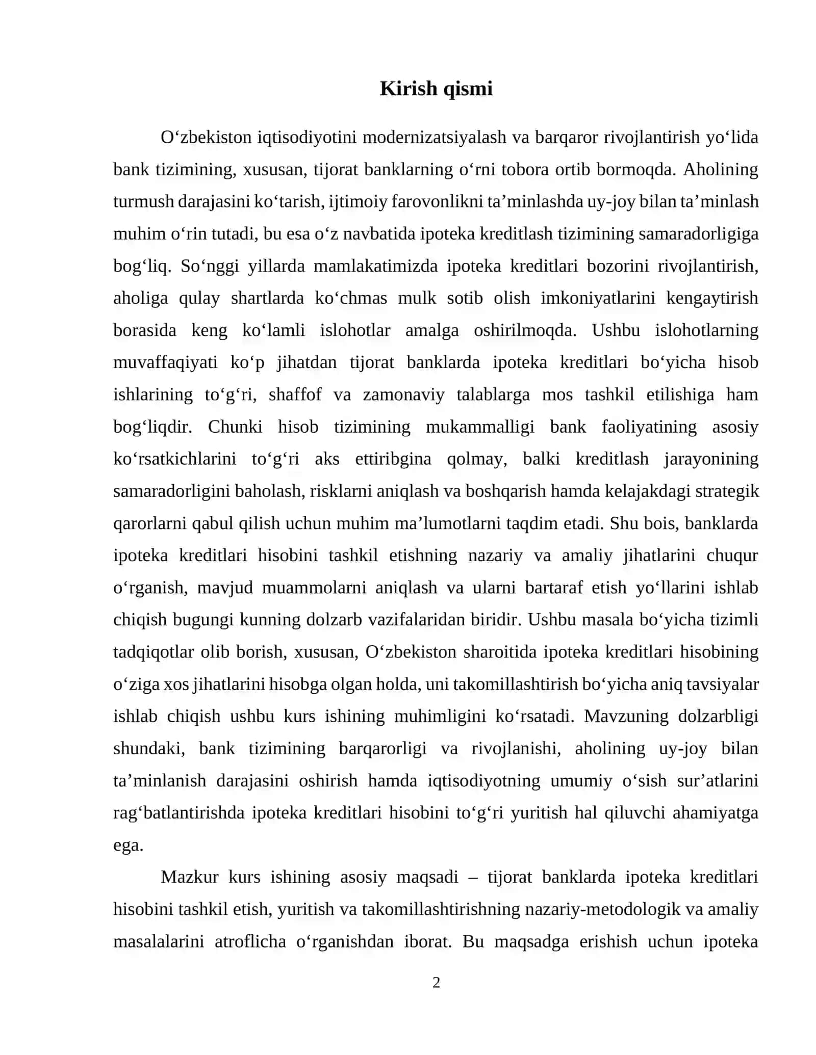 Banklarda ipoteka kreditlari hisobi kursi 3