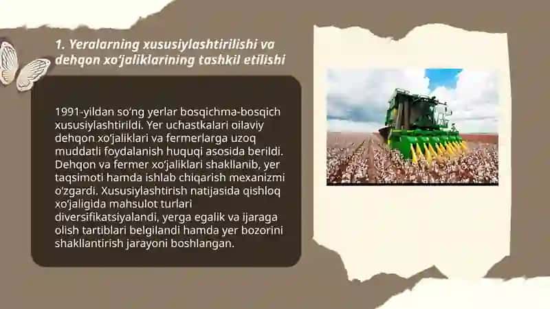 Mustaqillik yillarida qishloq xoʻjaligi va sanoat sohasidagi oʻzgarishlar 3