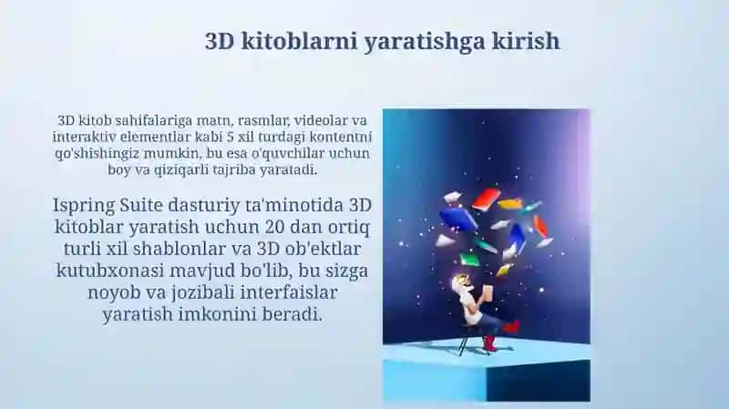 Ispring dasturida test va 3D kitob yaratish 3