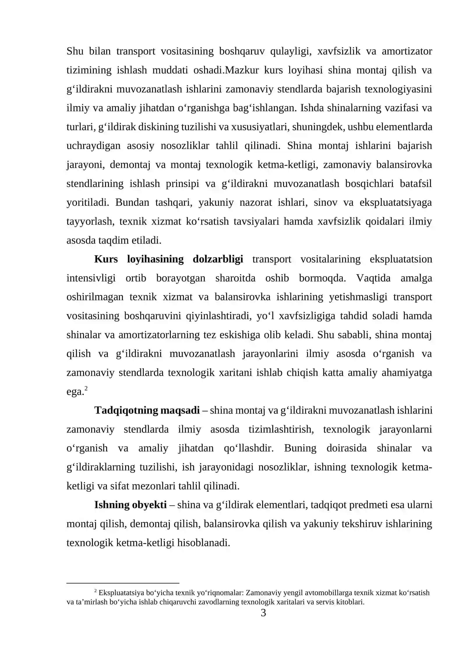 Shina montaj va g'ildirakni muvozanatlash (balansirovka ) ishlarini zamonaviy stendlarda bajarish texnologik xaritasi 3