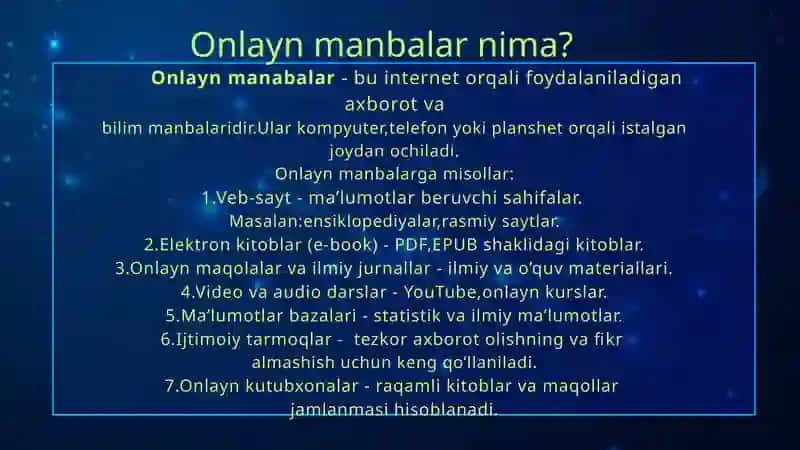 Onlayn manbalarni baholash 3