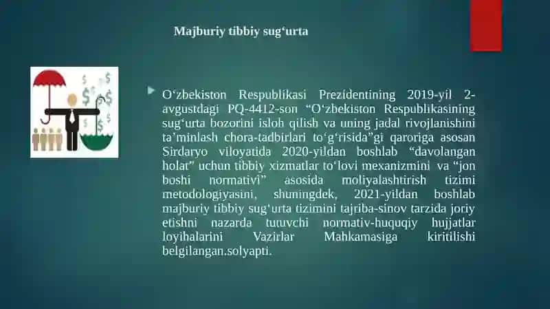 Tibbiy sug'urta. Mulk sug’urtasi 3