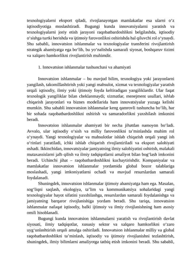 Innovatsion ishlanmalar va texnologiyalar transferini rivojlantirish 3