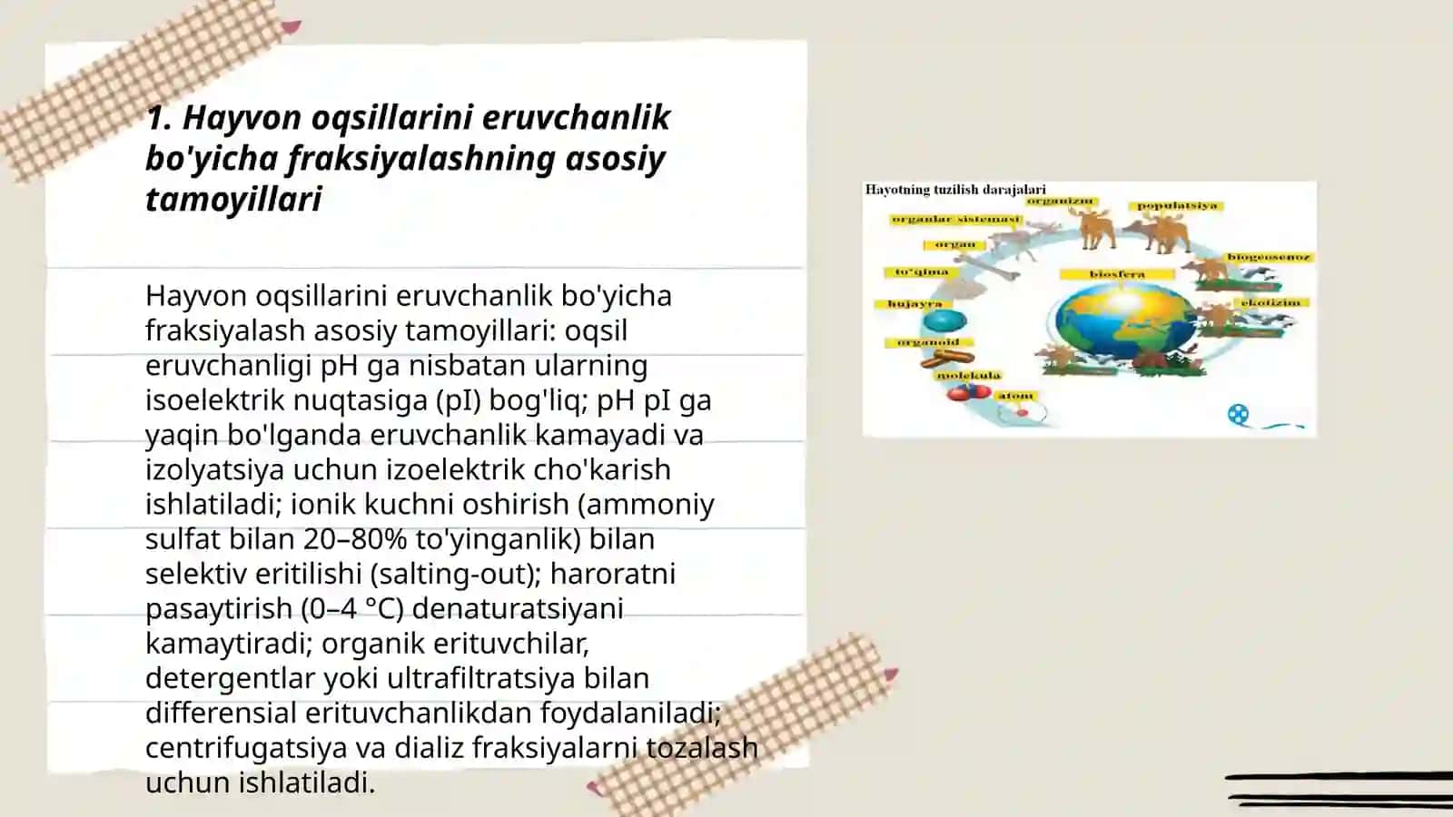 Hayvon oqsillarni eruvchanligi bilan fraksiyaga ajratish 3