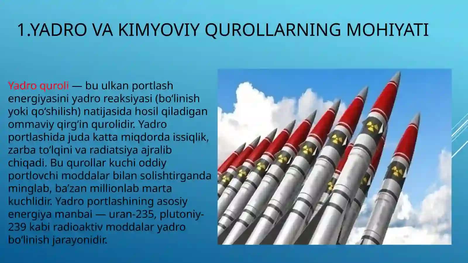 yadro va kimyoviy qirg’in quroli va undan himoyalanish 3