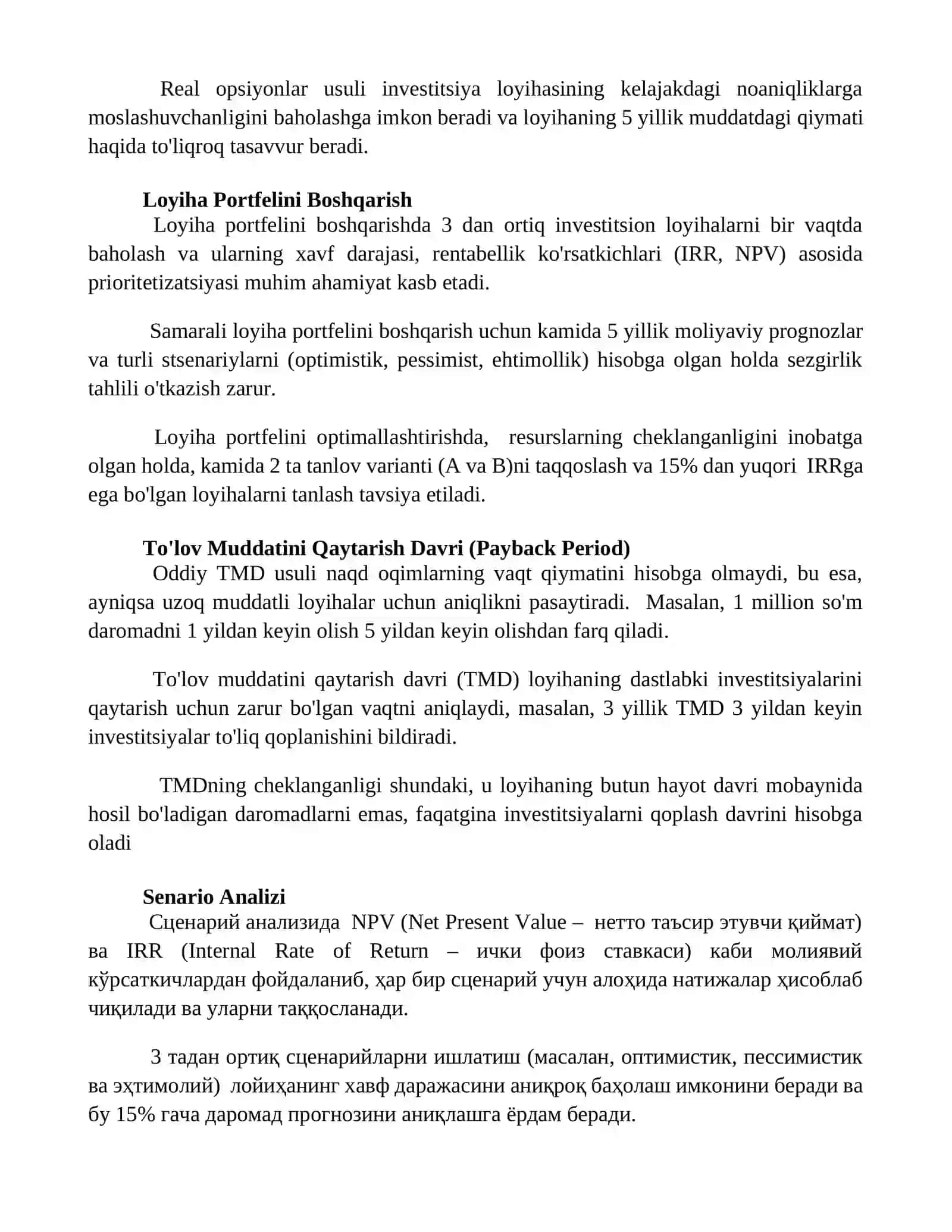 Investitsiya loyihalarni baholashning zamonaviy usullari 3
