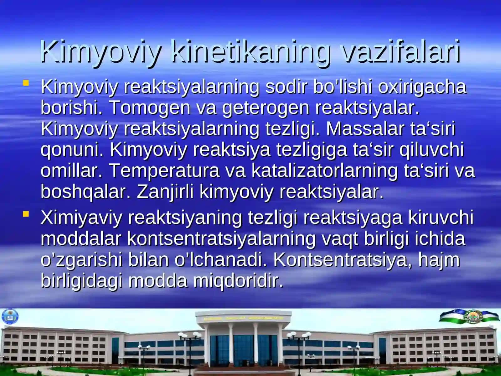 Kimyoviy kinetika. Kimyoviy reaksiyaning tezligi haqida tushuncha. Massalar ta’siri qonuni 3