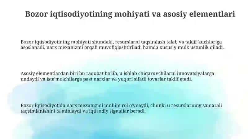Bozor iqtisodiyotining mazmuni va amal qilishi 3