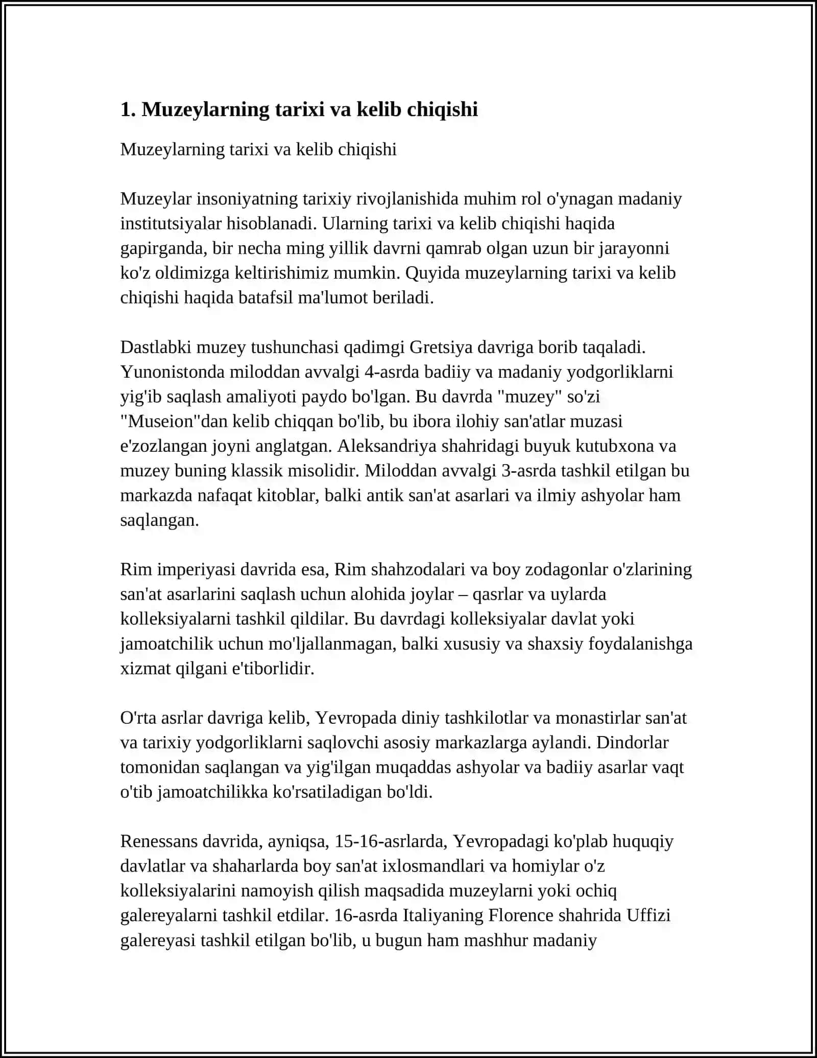 MUZEYLAR –O‘TMISH VA KELAJAK O‘RTASIDAGI KO‘PRIK. TILNING LEKSIK QATLAMLARI. ATAMALAR. SOHAVIY TERMINLAR 3