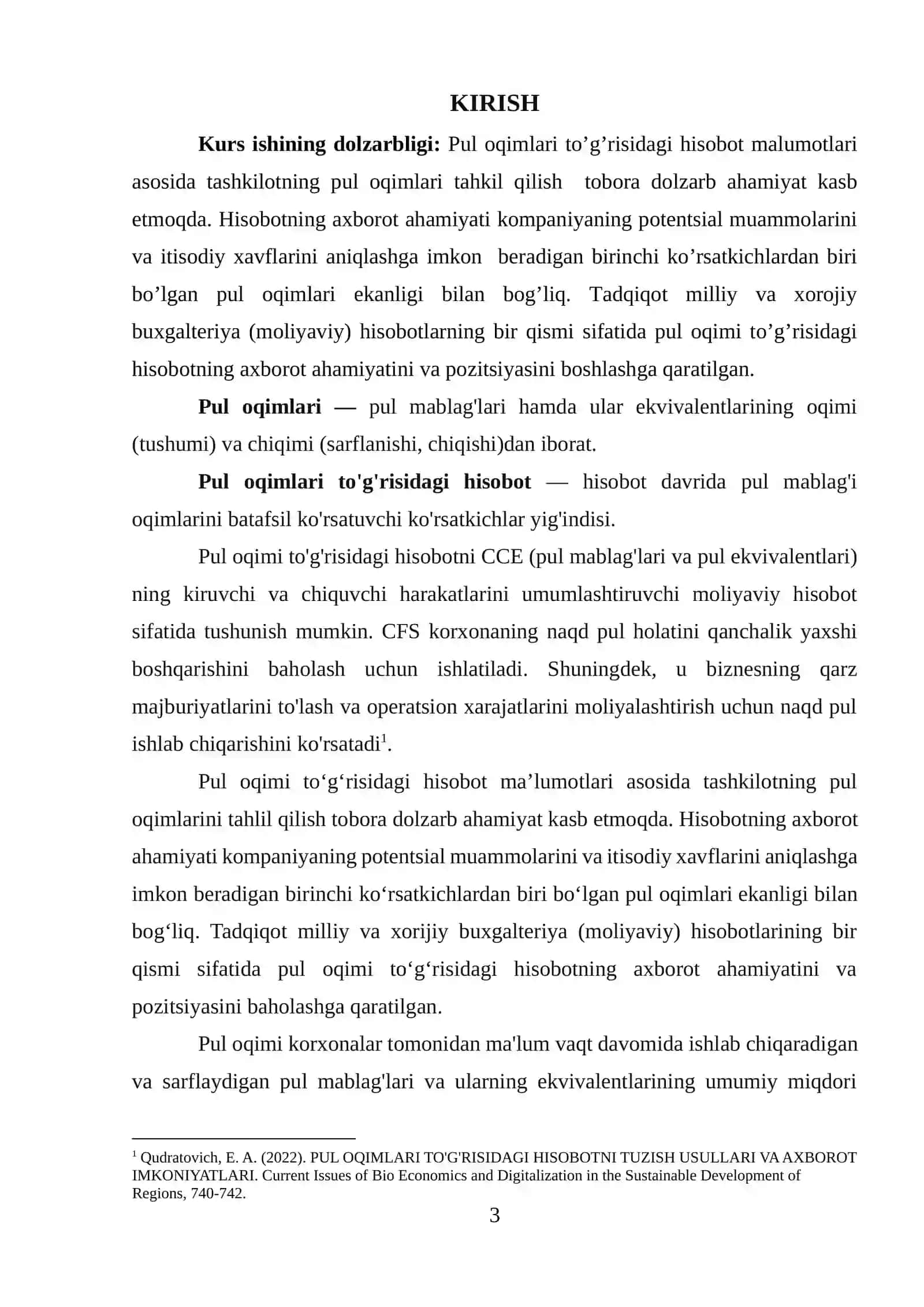 Pul oqimlari to’g’risidagi hisobot va uning tahlili. 3