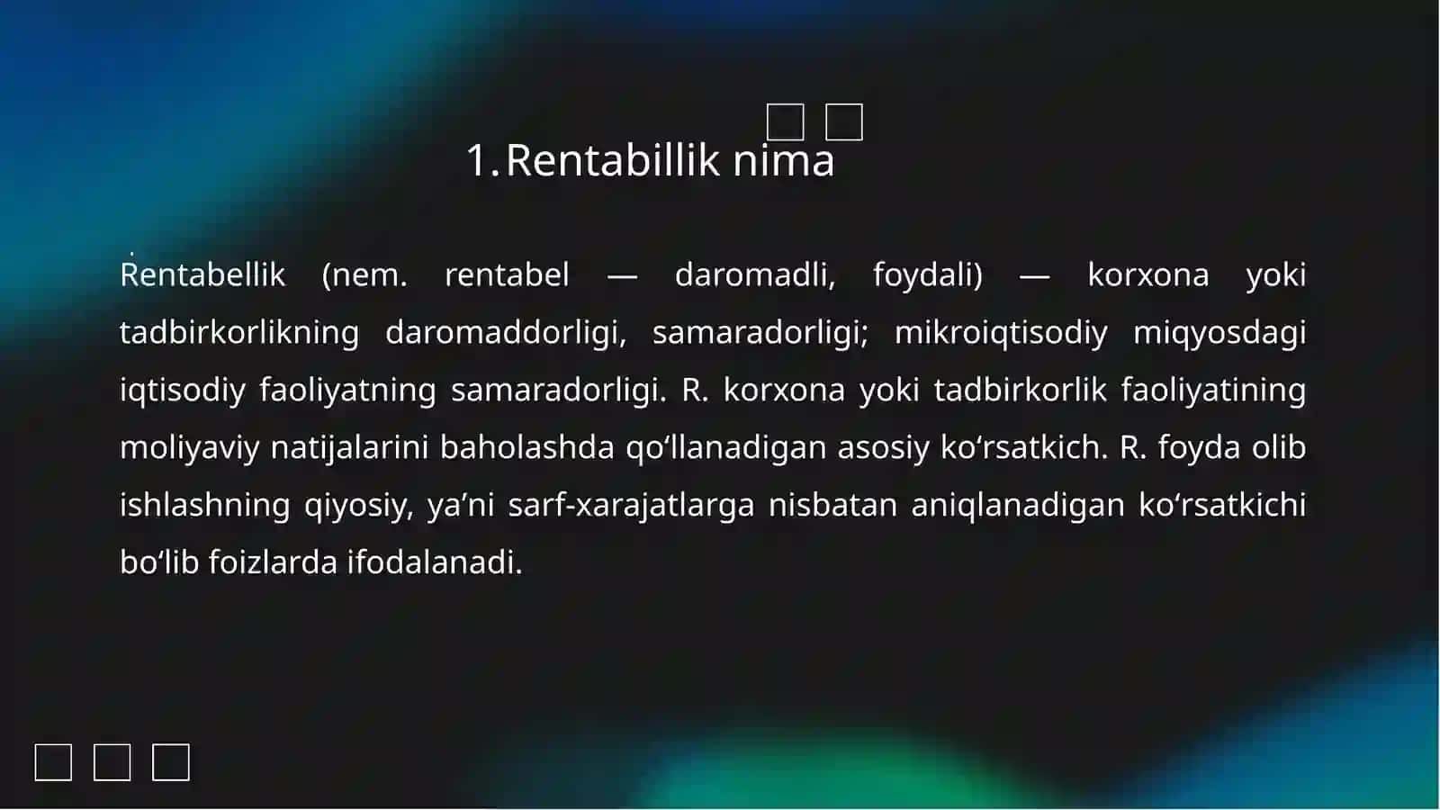 Mehmonxona xo’jaligi rentabilligi, daromadlar va xarajatlar 3