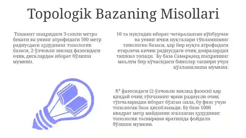 Topologik fazo bazasi.Nuqtadagi baza 3