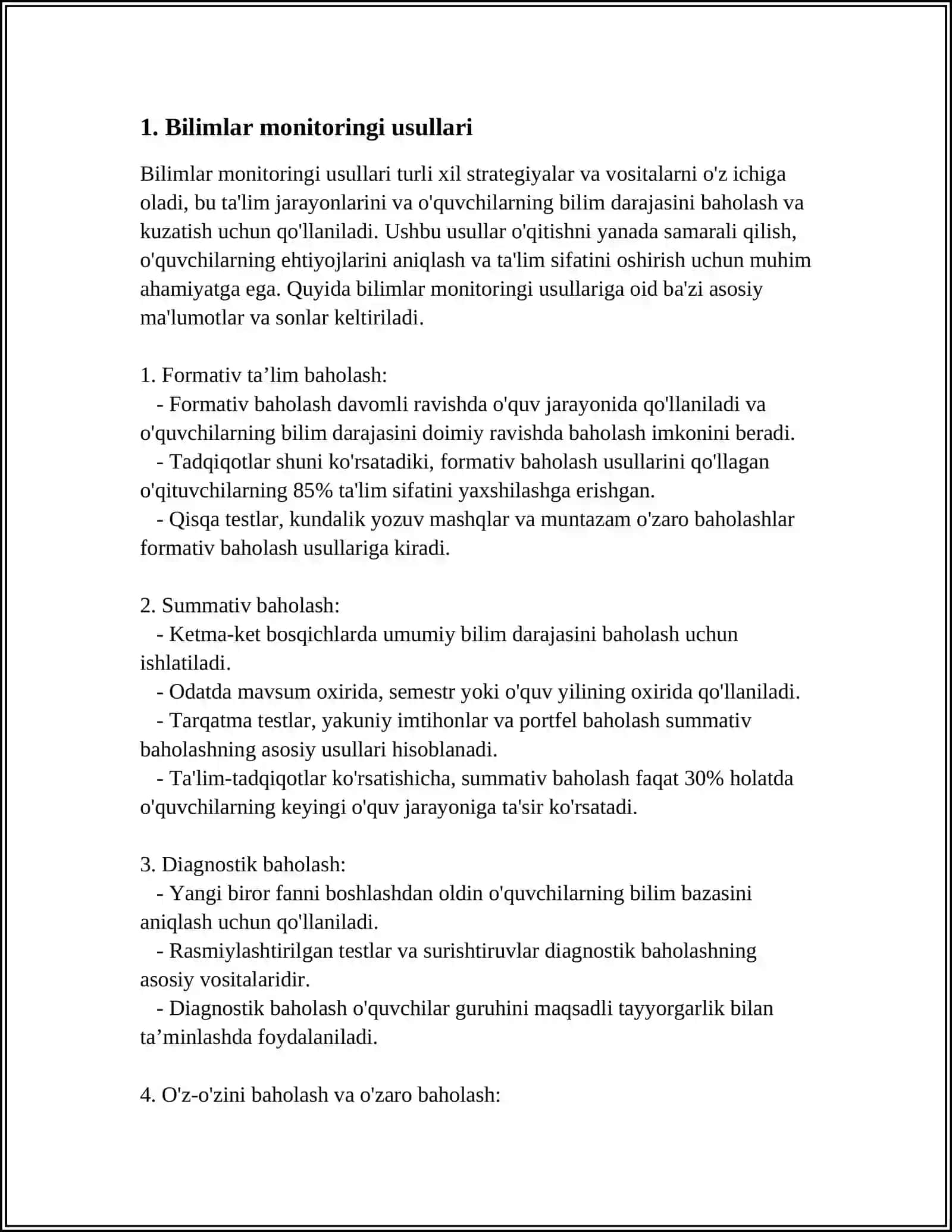 MUSTAQIL ISH Mavzu: BILIMLARNI BAHOLASH TEXNOLOGIYALARI 3