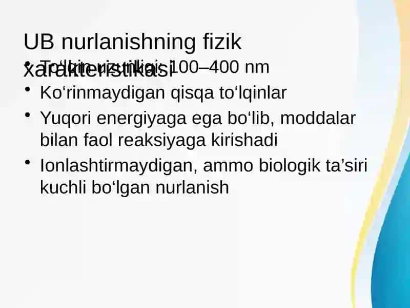 Ultrabinafsha nurlanish. Ultrabinafsha nurlarining tibbiyotda qo‘llanishi 3