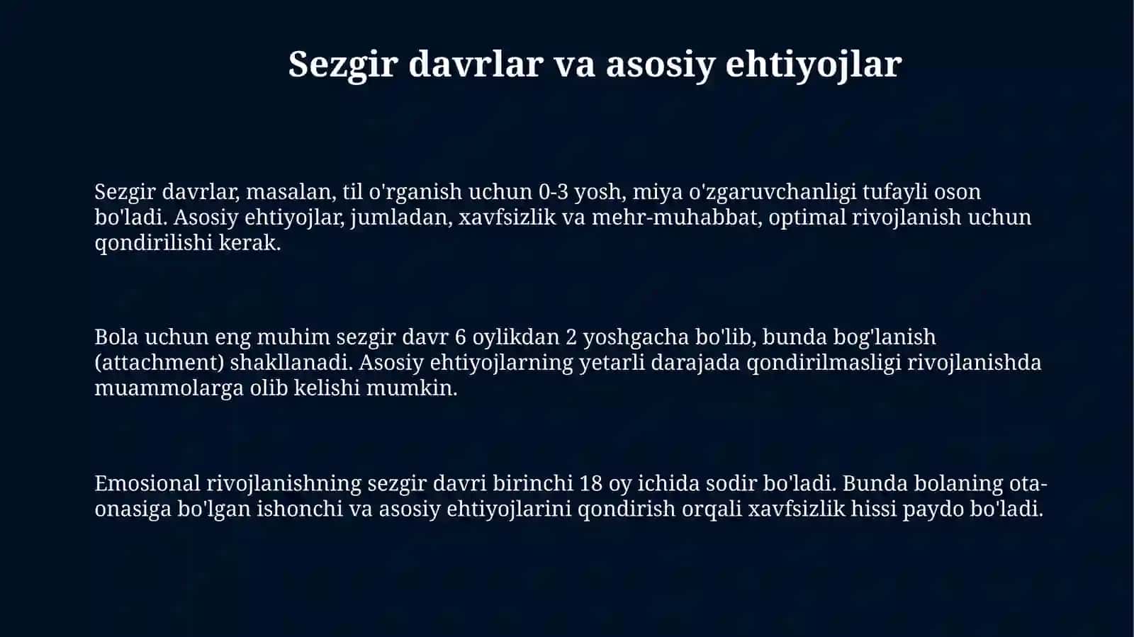Ontogenezning ilk bosqichlarida insonning psixik rivojlanishiga xos xususiyatlari 3
