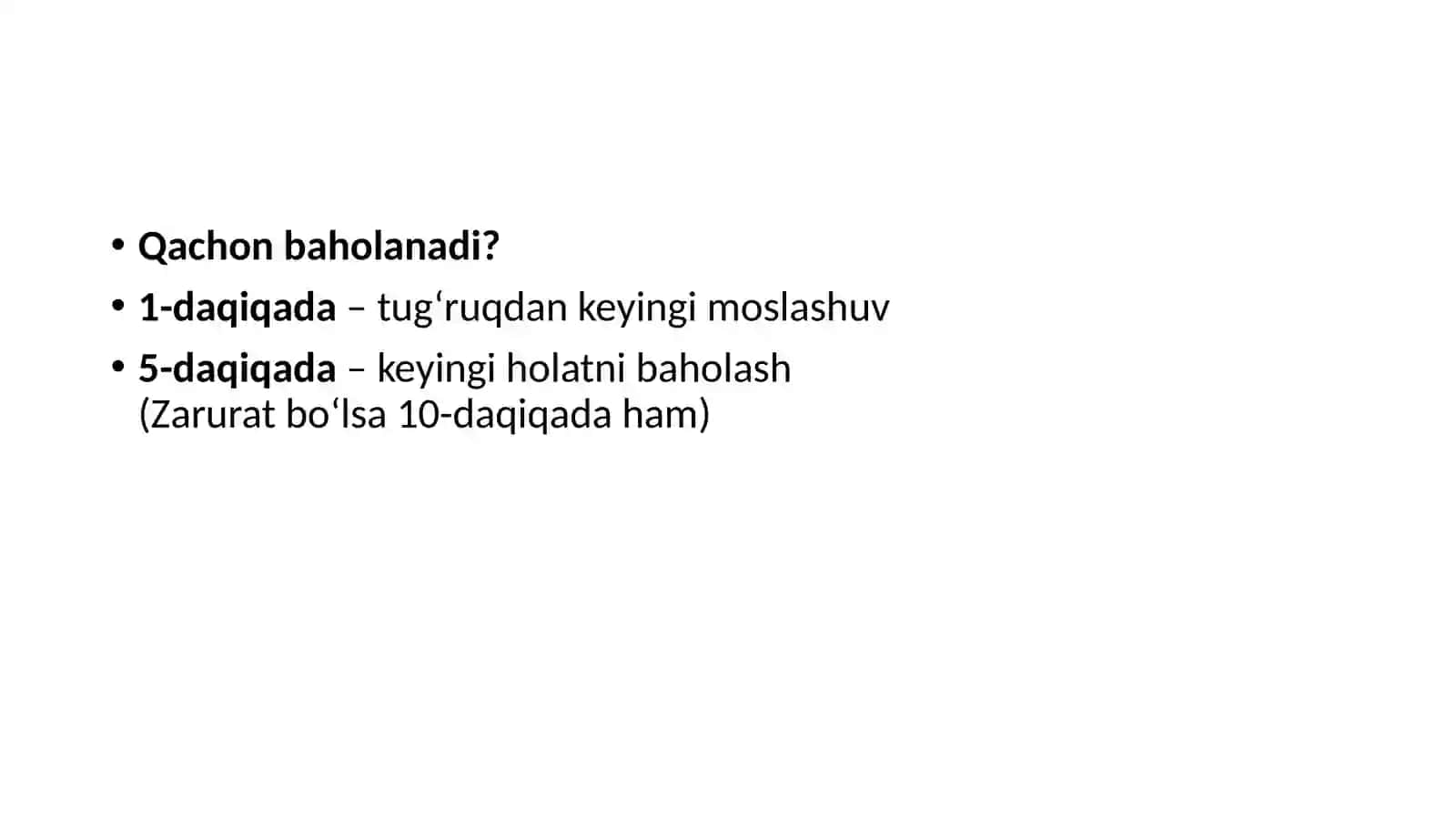 Bolalarni apgar shkalasi bo'yicha baxolash 3
