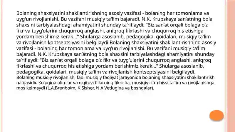 Musiqiy ta'limning o'rni Maktabgacha yoshdagi bolalarga estetik tarbiya berishda 3