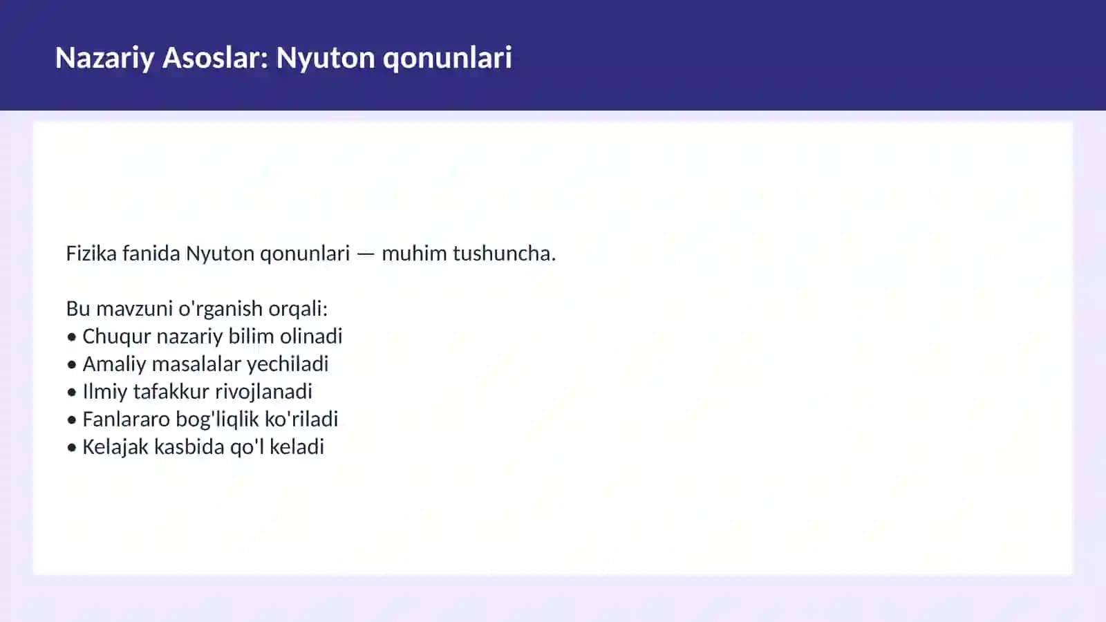 Kinematika - O'qituvchilar va talabalar uchun dars ishlanma 3