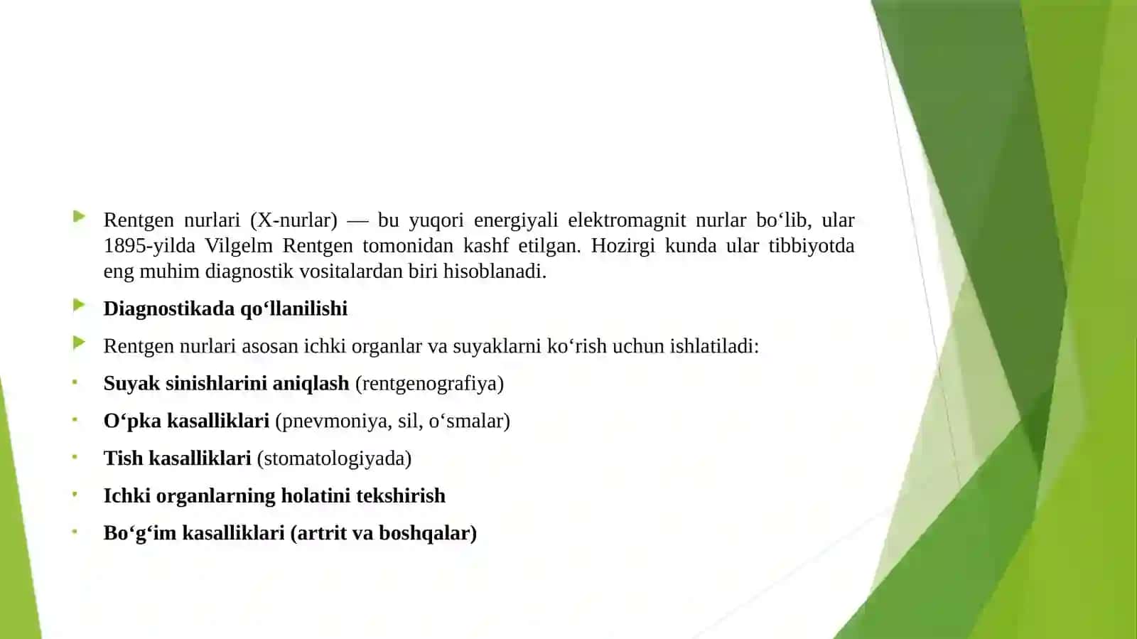 Rengen nurlarini tibbiyotda qoʻllanilishi 3