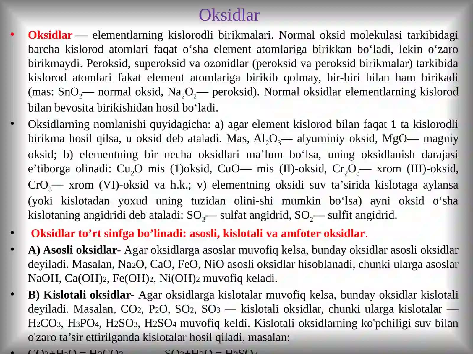 Anorganik birikmalarning eng muhim sinflari 3