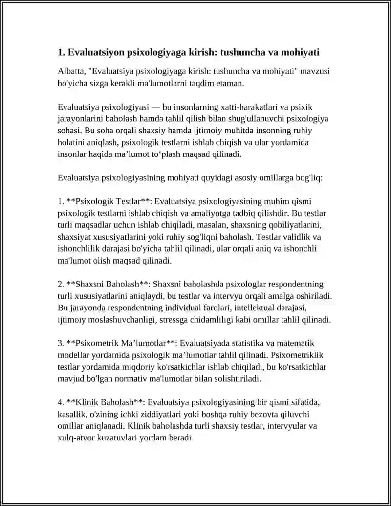 MUSTAQIL ISH Mavzu: EVALUTSIYON PSIXOLOGIYAGA KIRISH 3