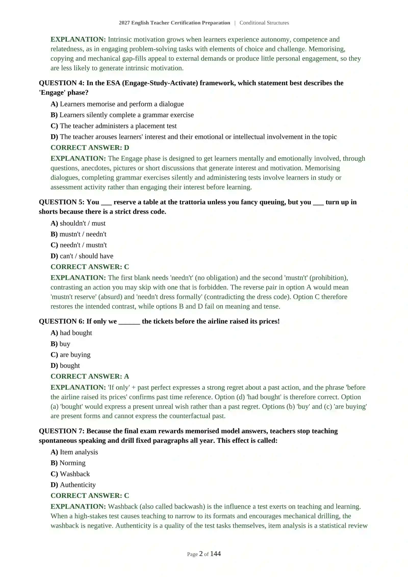 2027 English Teacher Certification Preparation | Conditional Structures 3