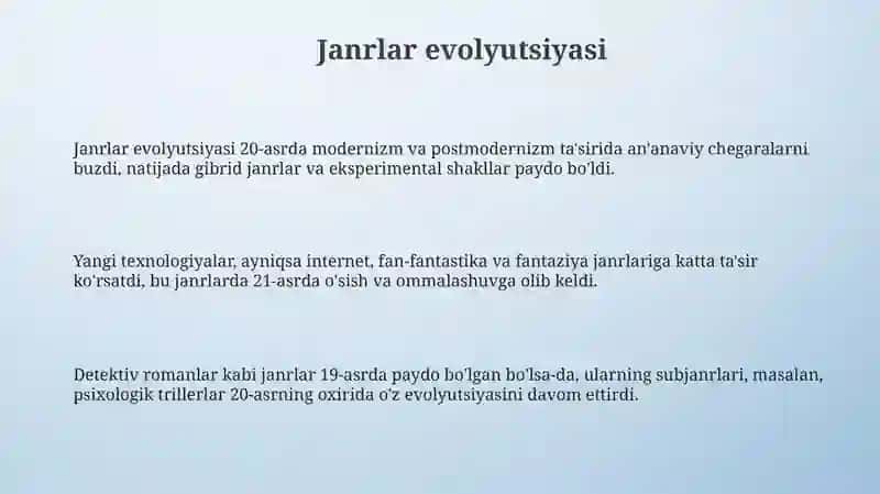 Zamonaviy hikoyalar: Janrlar va mavzular evolyutsiyasi 3