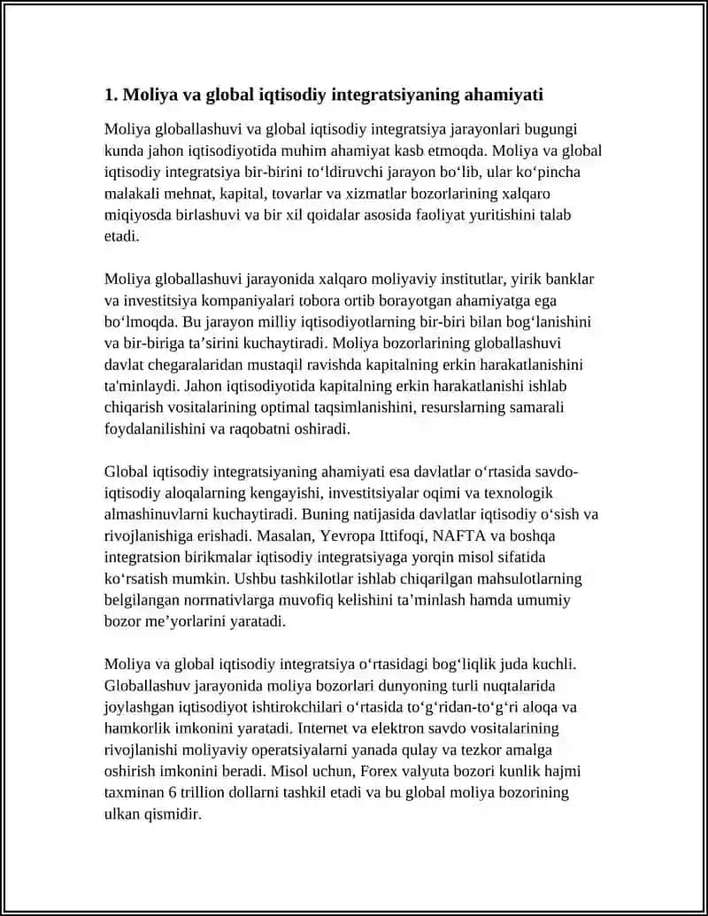 MOLIYANING GLOBALLASHUVI SHAROITIDAGI AHAMIYATI 3