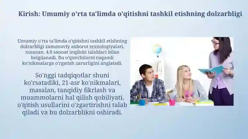 Umumiyo'rtata'limmaktablaridao'qitishjarayoninitashkiletishgadoirzamonaviyyondashuvlar 3