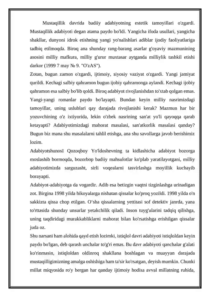 Istiqlol davri adabiyotining taraqqiyot tendensiyalari 3