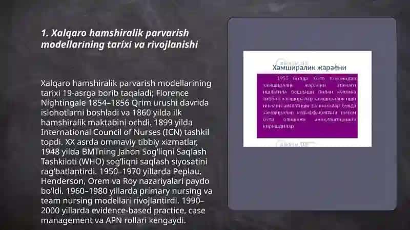 Hamshiralik parvarish modellarining xorijiy usullari 3