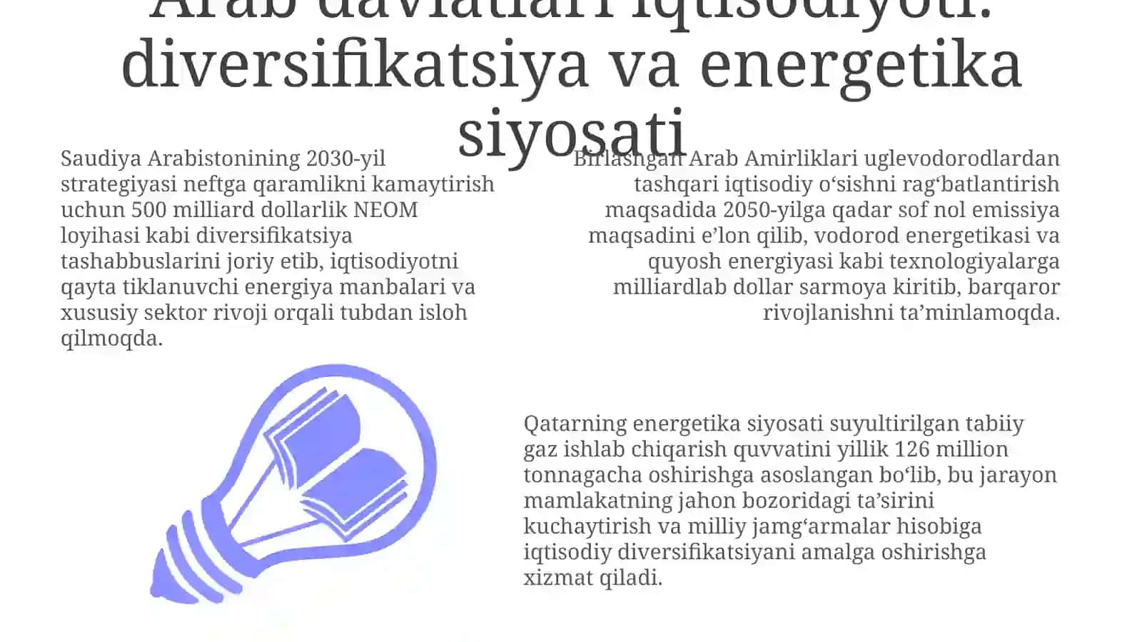 Arab davlatlari iqtisodiyoti: diversifikatsiya va energetika siyosati 3