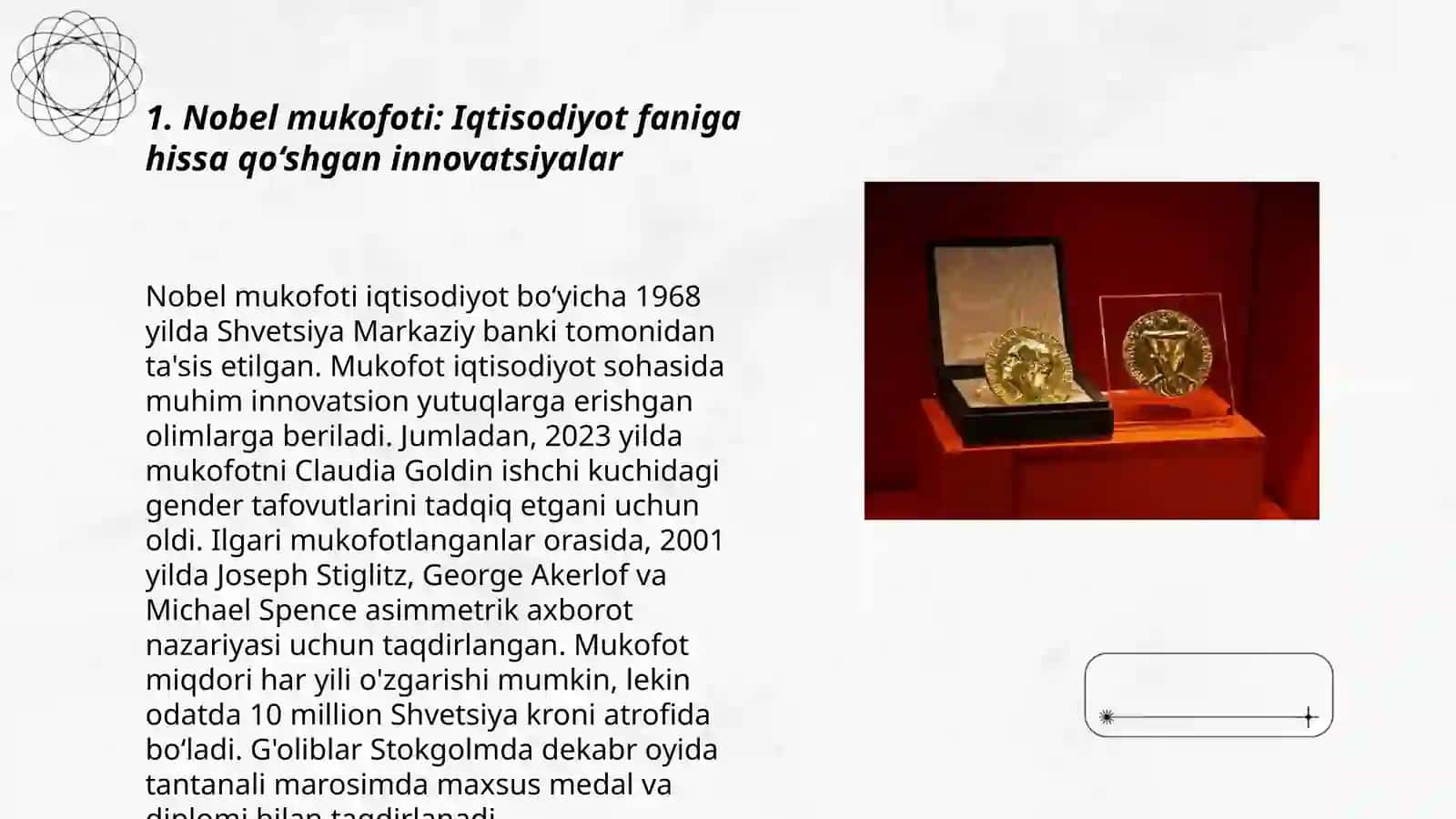 Iqtisodiyot bo'yicha nobel mukofoti lauriyatlarining g'oyalari haqida 3