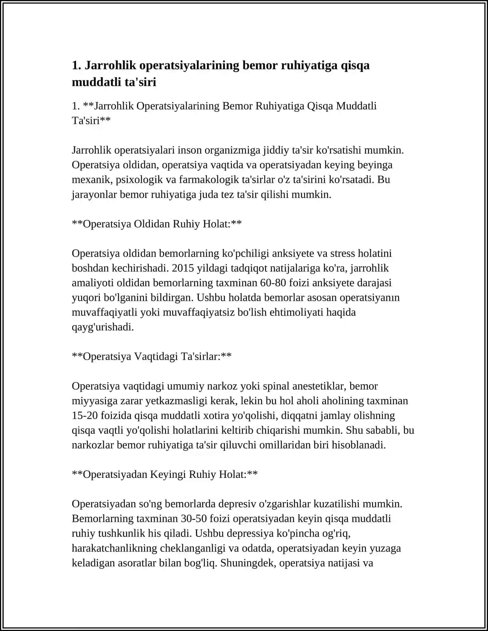 Jarrohlik Operatsiyalarining Bemor Ruhiyatiga Qisqa Muddatli Ta'siri 3