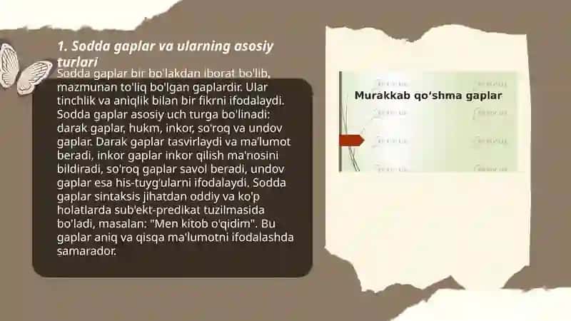 Sodda gaplarda shakl va mazmun murakkablashuvi 3