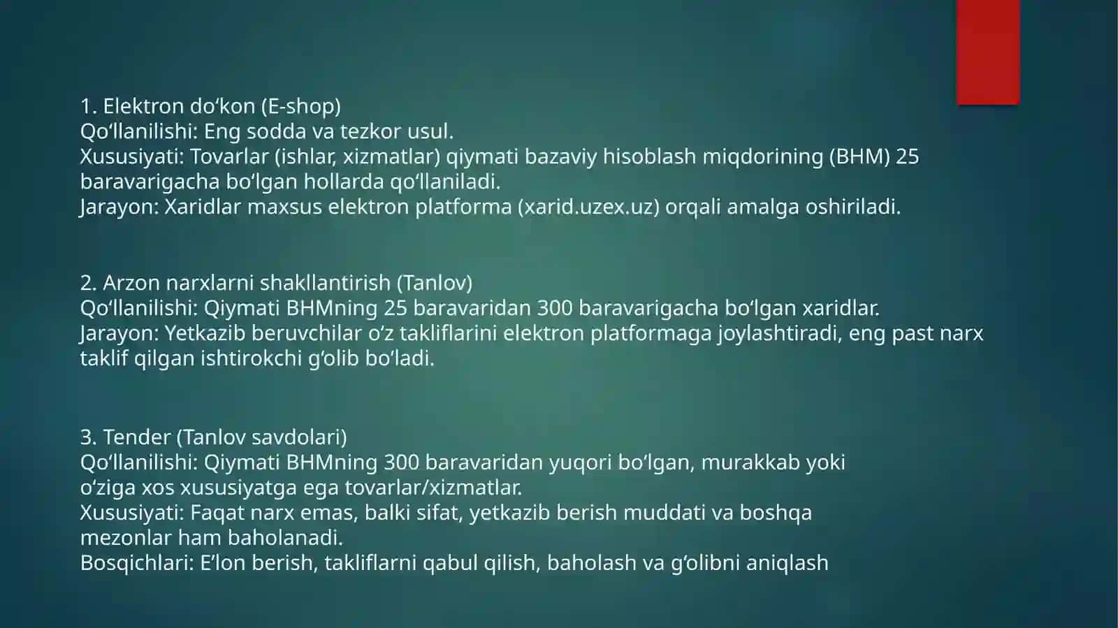 DAVLAT XARIDLARI MEZONLARI VA MUDDATLARI 3