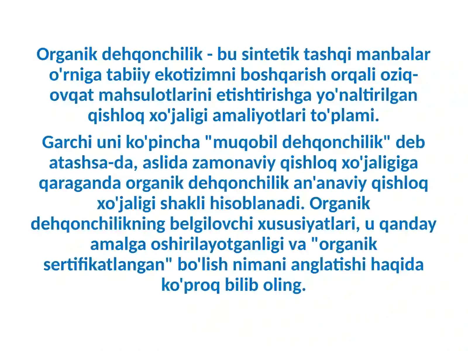 Organik qishloq xo'jaligining vazifalari 3