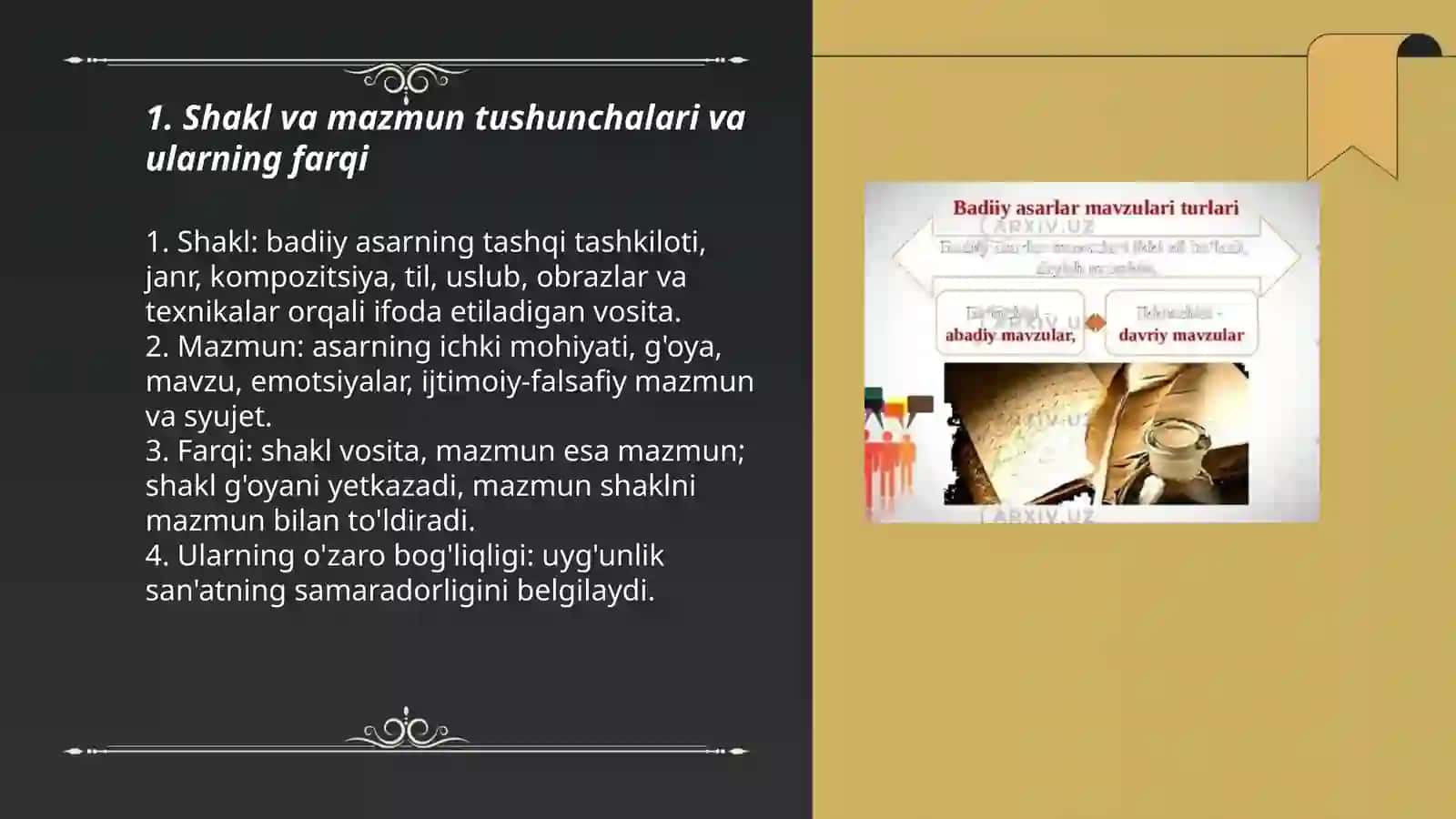 Badiiy asarda shakl va mazmun 3