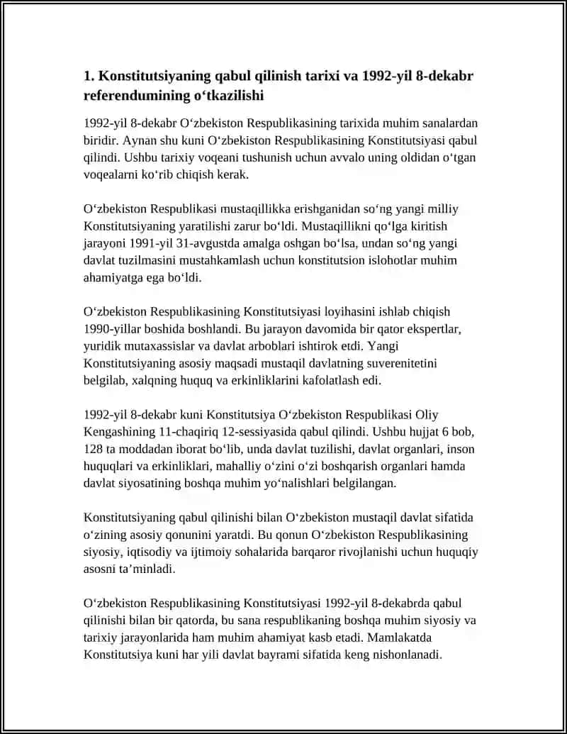 OʻZBEKISTON RESPUBLIKASI KONSTITUTSIYASI QABUL QILINISHI 3