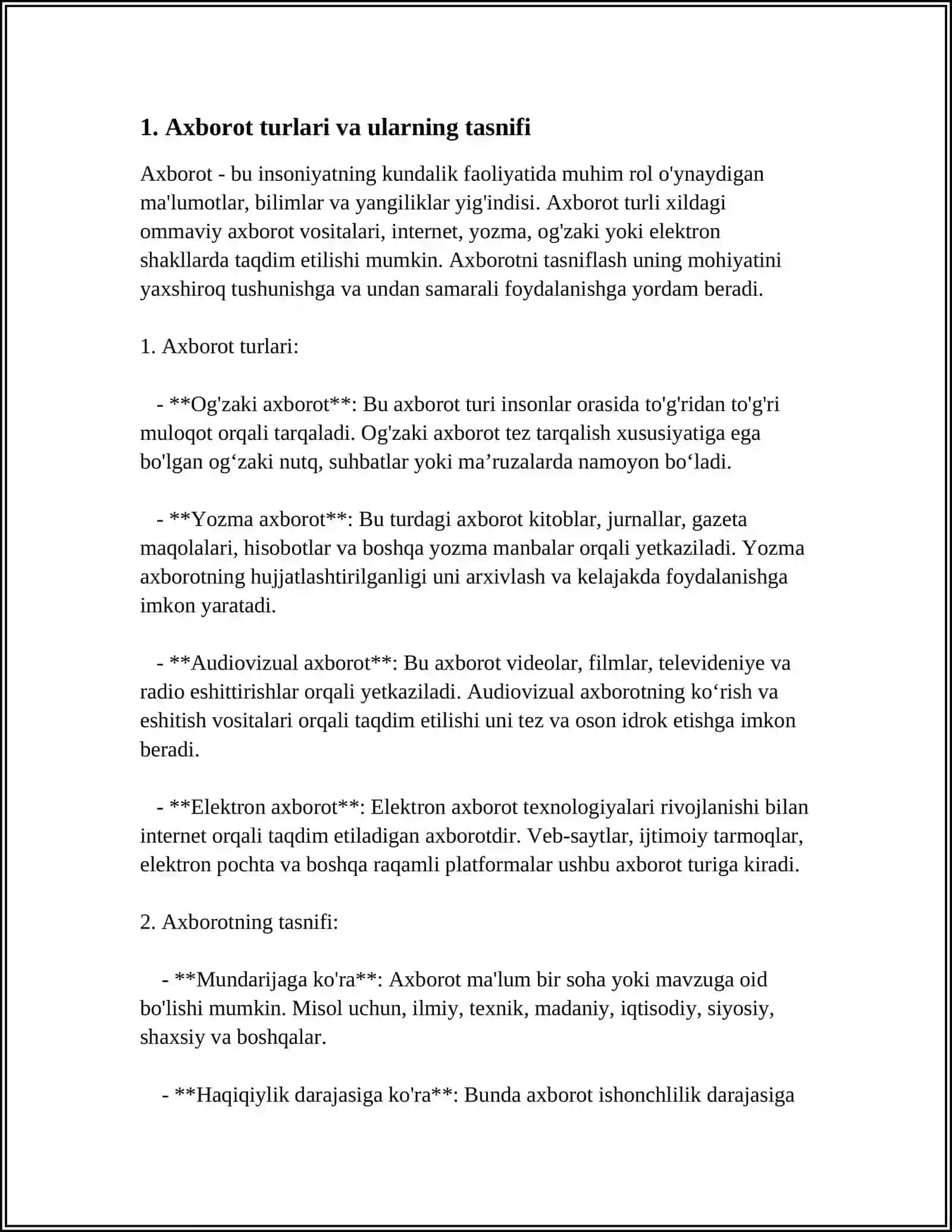 AXBOROT TURLARI VA TIZIMLARI HAQIDA TUSHUNCHA 3