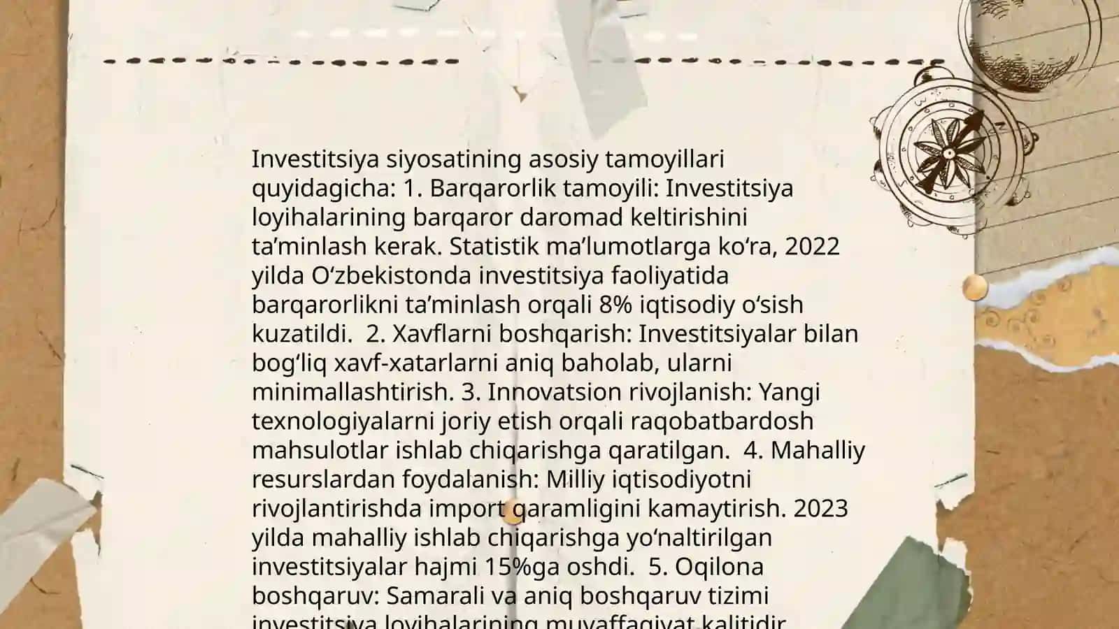 Investitsiya siyosati va iqtisodiyotni modernizatsiyalashdagi ustuvor yoʻnalishlar 3