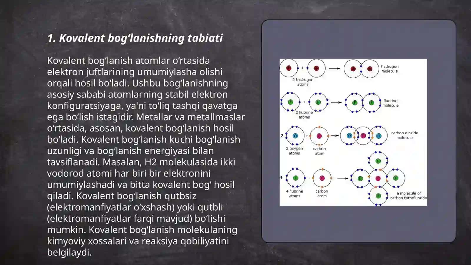 Kovalent bogʻlanishning turlari va Atom orbitallar metodi.Gibritlanish va uning turlari 3