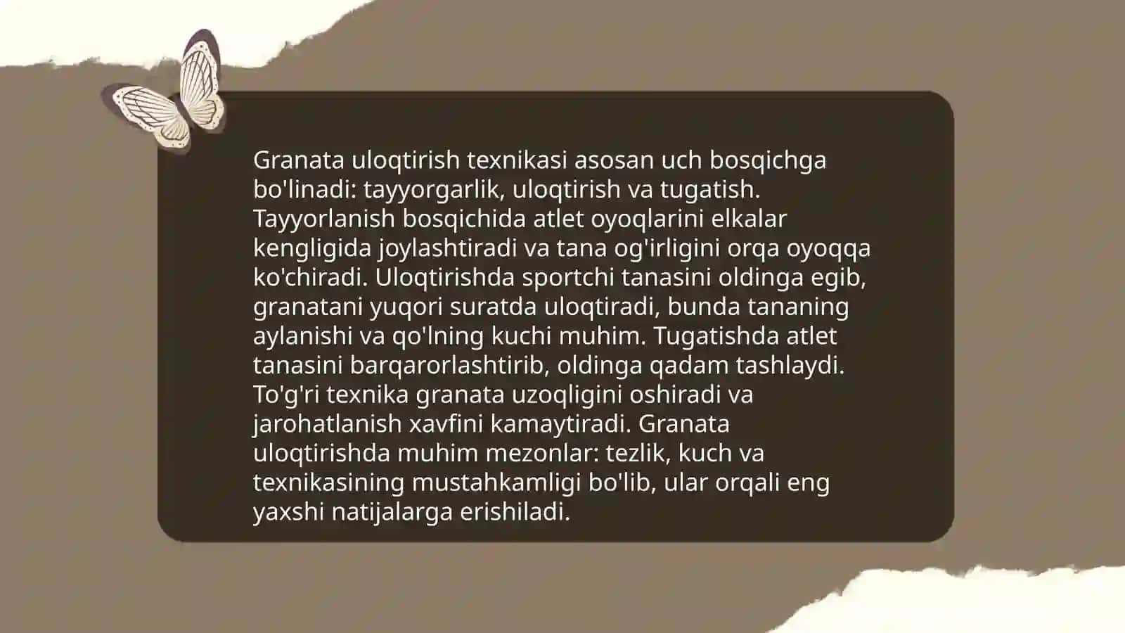 Granata va nayza uloqtirish texnikasi 3